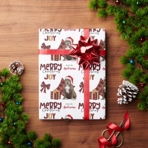 Buffalo Plaid Pit Bull Dog Christmas Wrapping Paper