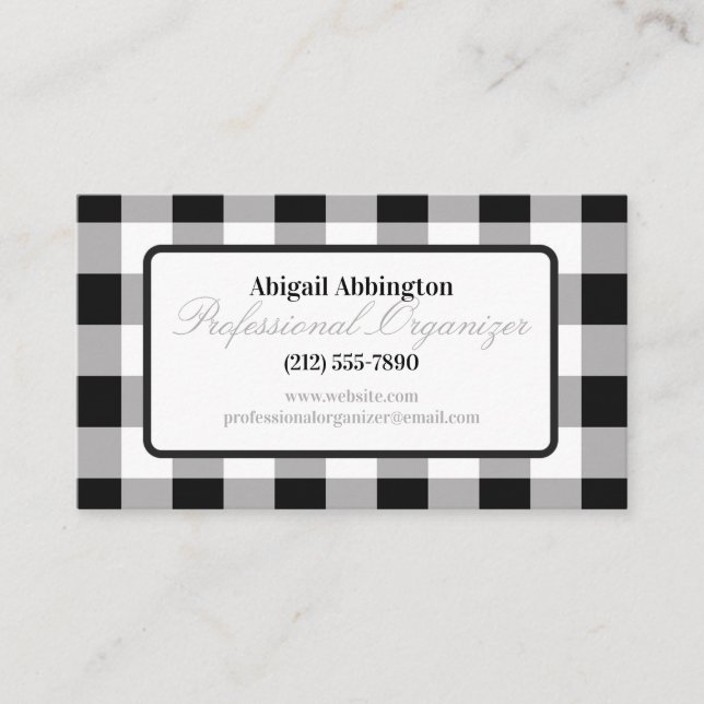 Buffalo Plaid Professional Organizer Business Card (Front)