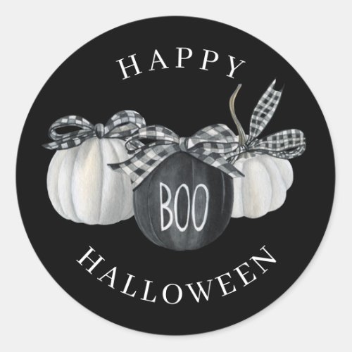 Buffalo Plaid Pumpkins Country Halloween Classic Round Sticker