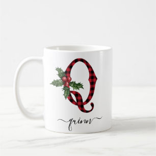 Buffalo Plaid Q Monogram Christmas Coffee Mug