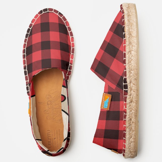 Buffalo Plaid Red and Black Check Espadrilles (Side)