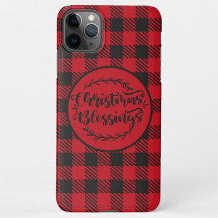 BUFFALO PLAID RED AND BLACK CHRISTMAS GREETING iPhone 11Pro MAX CASE