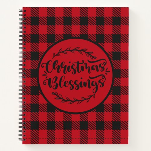 BUFFALO PLAID RED AND BLACK CHRISTMAS GREETING  NOTEBOOK