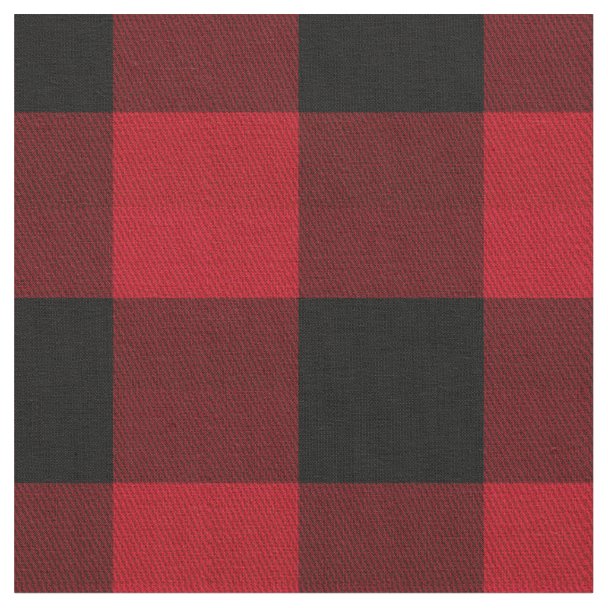 Rustic Red | Black Buffalo Check Plaid Pattern Fabric | Zazzle.com