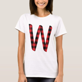 Buffalo Plaid Red and Black Letter W Monogram T-Shirt