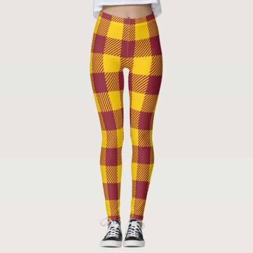 Buffalo Plaid _ Red and Gold Leggings