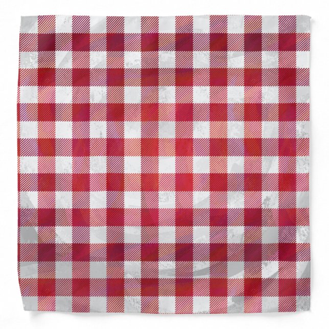 Buffalo Plaid Red and White Bandana (Front)