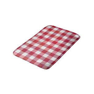 Buffalo Plaid Red and White Bathroom Mat