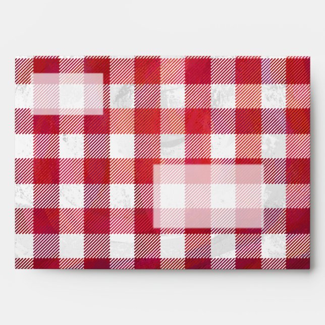 Buffalo Plaid Red and White Envelope (Front)