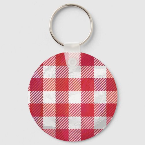 Buffalo Plaid Red and White Keychain