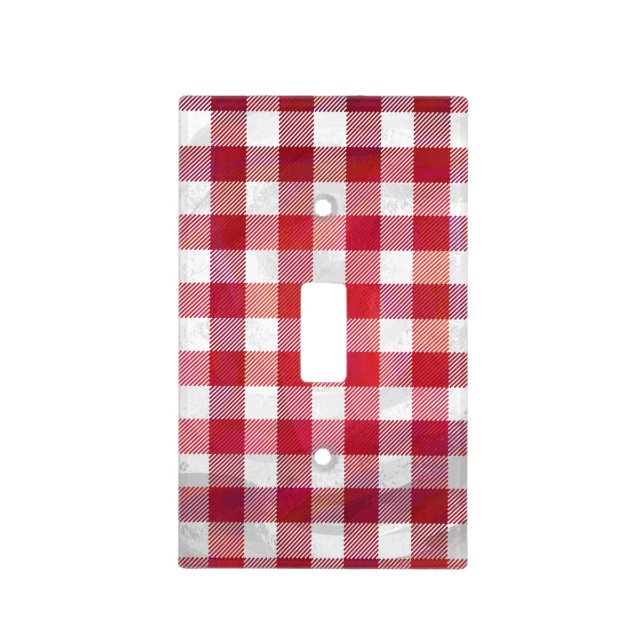 Buffalo Plaid Red and White Light Switch Cover (Front)