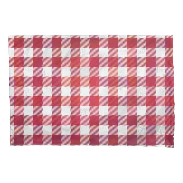 Buffalo Plaid Red and White Pillow Case (Front)