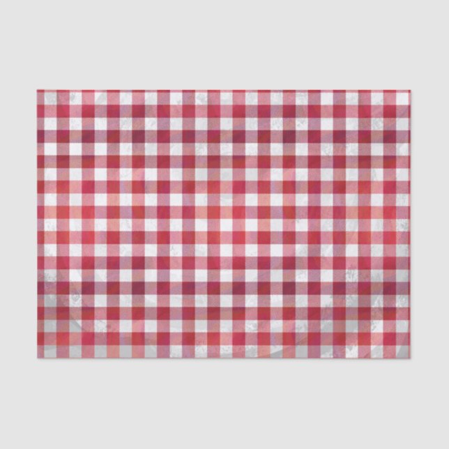 Buffalo Plaid Red and White Tissue Paper (Front)