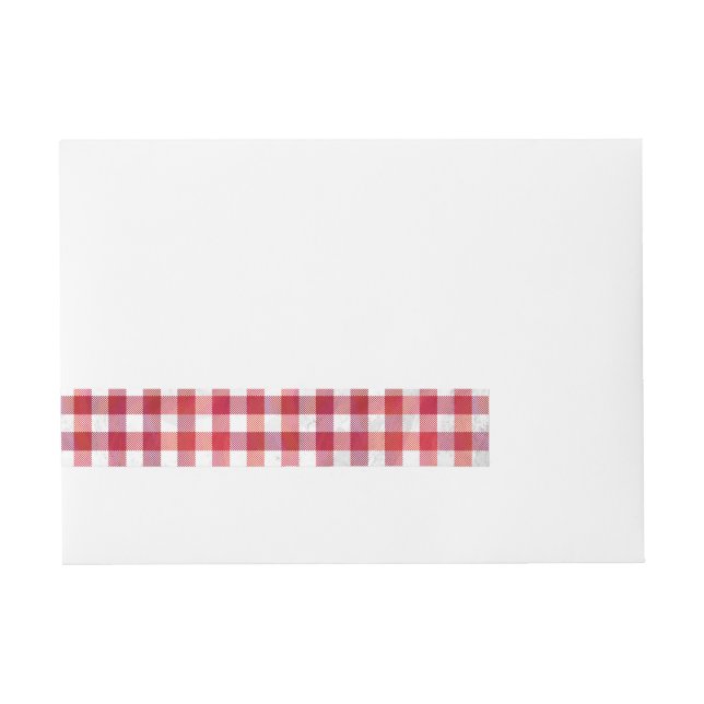 Buffalo Plaid Red and White Wrap Around Address Label (Front)