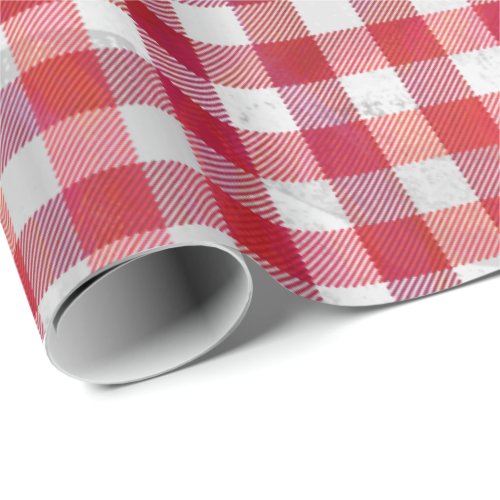 Buffalo Plaid Red and White Wrapping Paper