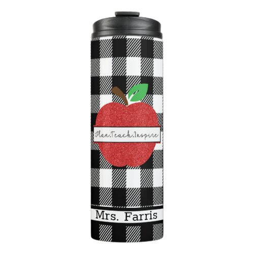 Buffalo Plaid Red Apple Teacher Appreciation  Thermal Tumbler