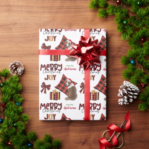 Buffalo Plaid Red Aussie Dog Christmas Wrapping Paper