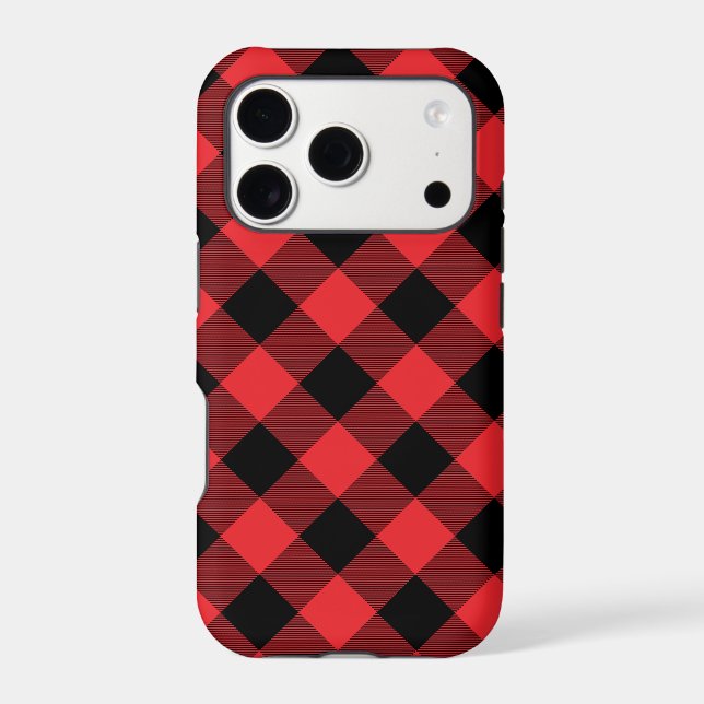 Buffalo Plaid Red Black Check Case-Mate iPhone Case (Back)