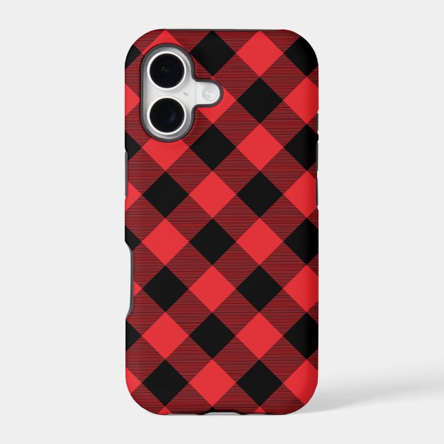 Buffalo Plaid Red Black Check Case-Mate iPhone Case (Back)