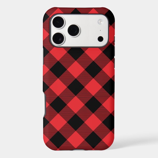 Buffalo Plaid Red Black Check Case-Mate iPhone Case (Back)