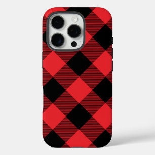 Buffalo Plaid Red Black Check iPhone 16 Pro Case