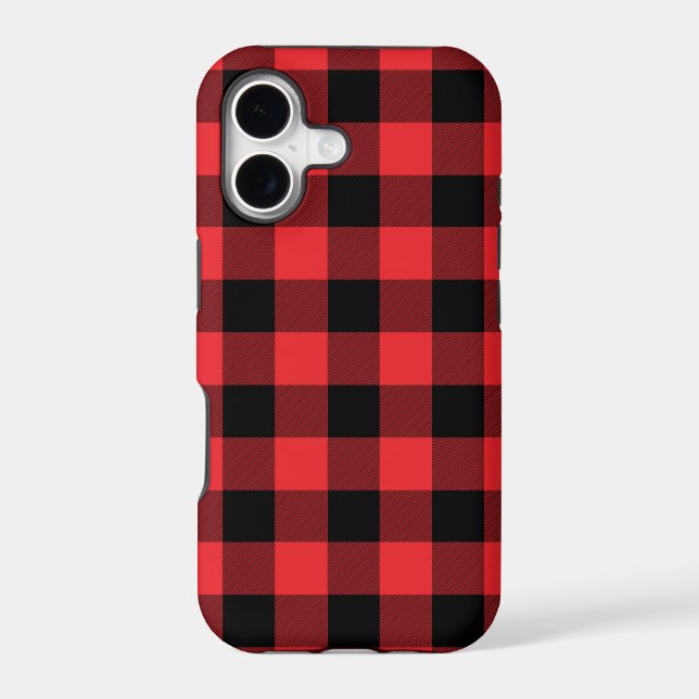 Buffalo Plaid Red Black Check iPhone Case (Back)