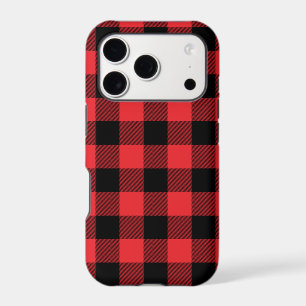 Buffalo Plaid Red Black Check iPhone 17 Pro Case