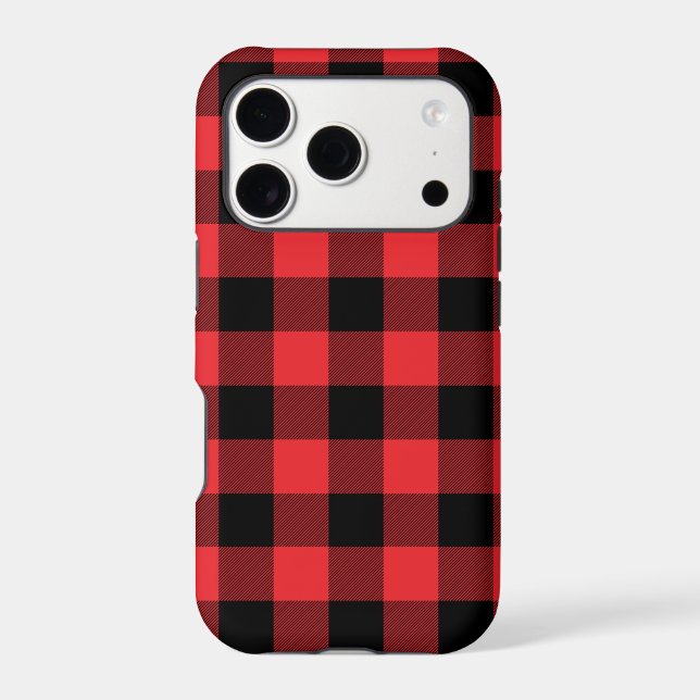 Buffalo Plaid Red Black Check iPhone Case (Back)