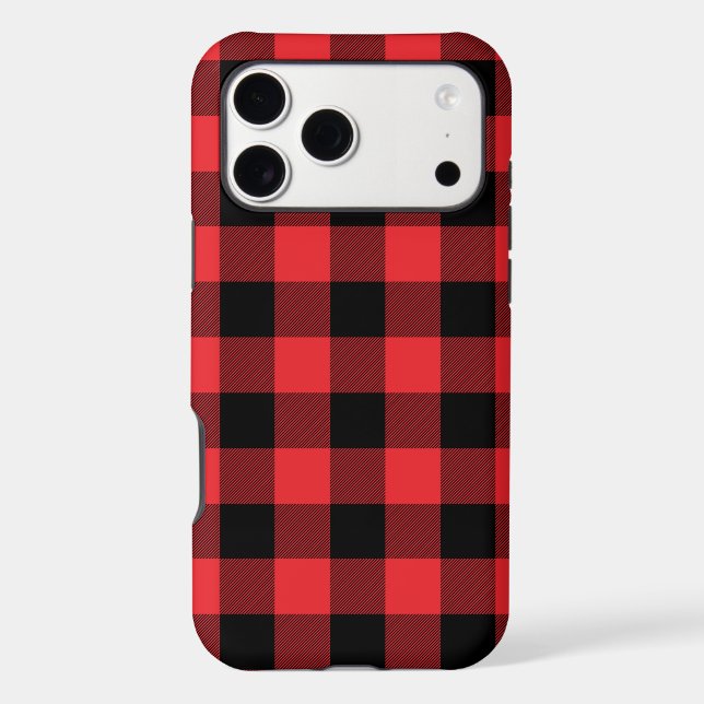 Buffalo Plaid Red Black Check iPhone Case (Back)