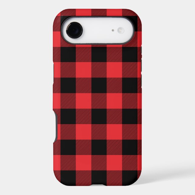Buffalo Plaid Red Black Check iPhone Case (Back)