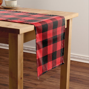 Buffalo Plaid Red Black Check Long Table Runner