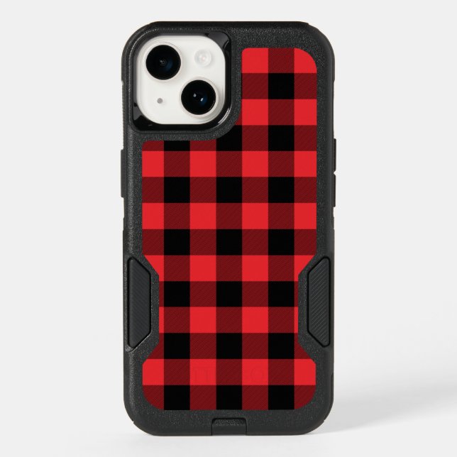 Buffalo Plaid Red Black Check Otterbox iPhone Case (Back)