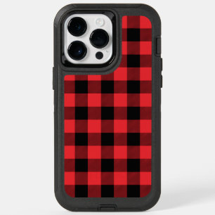 Buffalo Plaid Red Black Check OtterBox iPhone 14 Pro Max Case