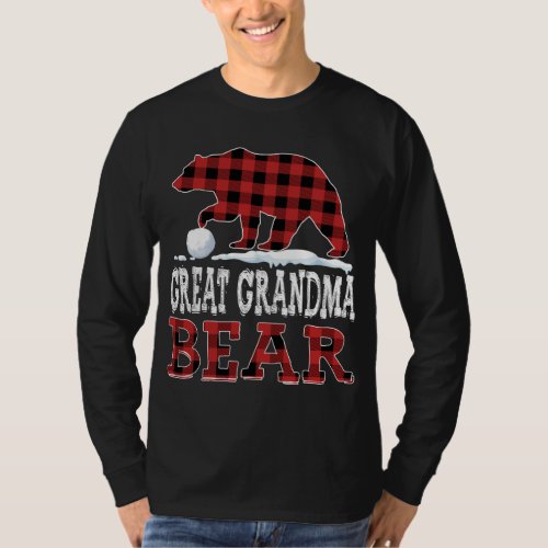 Buffalo Plaid Red Christmas Great Grandma Bear Paj T_Shirt