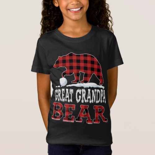 Buffalo Plaid Red Christmas Great Grandpa Bear Paj T_Shirt