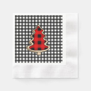 Buffalo Plaid, Red Gingham Christmas Trees   Napkins