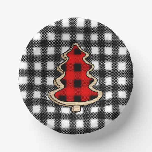 Buffalo Plaid Red Gingham Christmas Trees   Paper Bowls