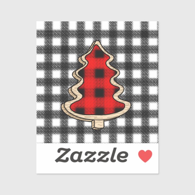 Buffalo Plaid, Red Gingham Christmas Trees    Sticker (Sheet)