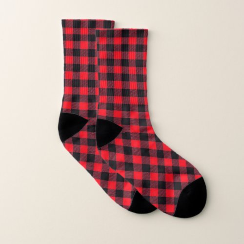 Buffalo Plaid Red Lumberjack Pattern  Socks