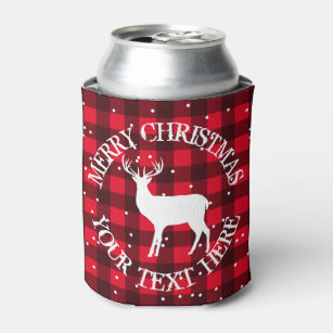 Buffalo Plaid Can Cooler, Deer Camp Beer Can Coozie