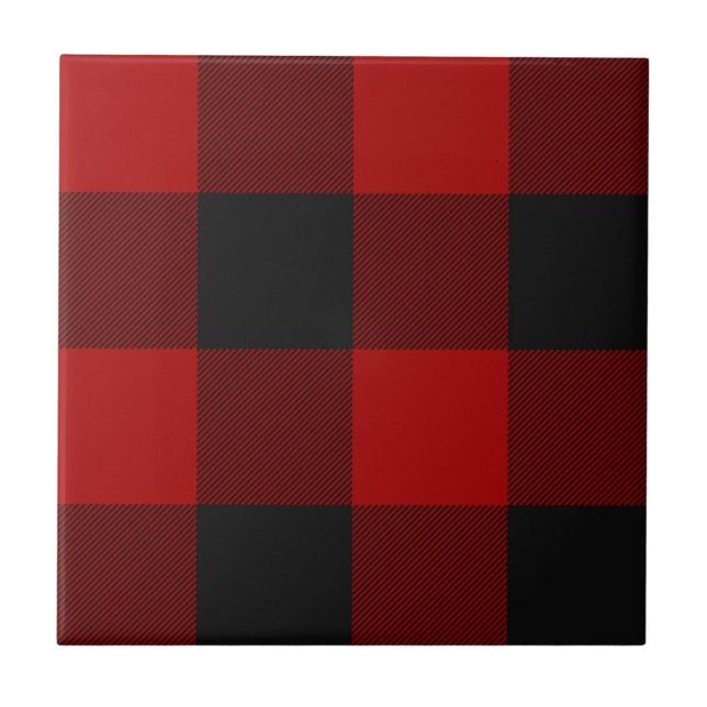 Buffalo Plaid Red Tartan Plaid Pattern Ceramic Tile (Front)