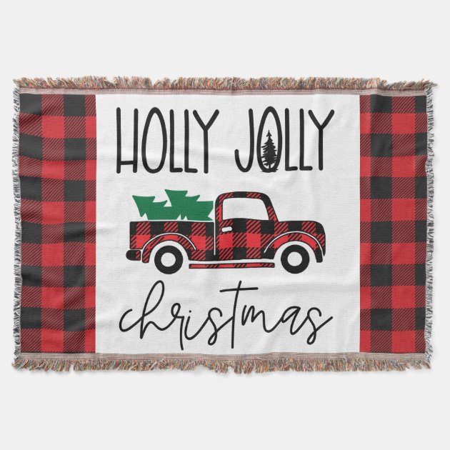 Buffalo Plaid Red Vintage Truck Christmas Throw Blanket Zazzle