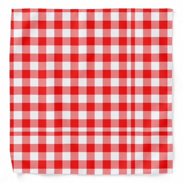 Buffalo Plaid Red White  Bandana (Front)