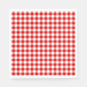 Buffalo Plaid Red White Classic Party Fun Napkins
