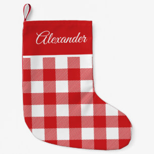 Buffalo Plaid Red White Pattern Small Christmas Stocking