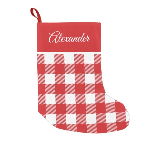 Buffalo Plaid Red White Pattern Small Christmas Stocking