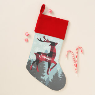 Buffalo Plaid Reindeer Christmas Stocking