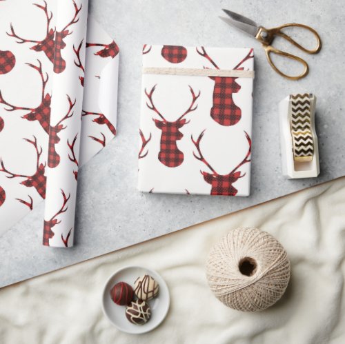Buffalo Plaid Reindeer Wrapping Paper