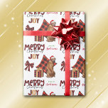 Buffalo Plaid Rhodesian Ridgeback Dog Christmas Wrapping Paper<br><div class="desc">The repeated pattern on this cute Christmas wrapping paper is an image of a Rhodesian Ridgeback Dog wearing a red and white Santa hat, with a black and red buffalo plaid pillow behind him, and a coordinating gift package with a gold ribbon beside him. There's also a buffalo plaid bow...</div>
