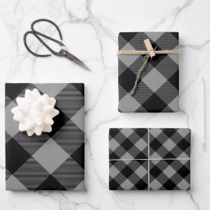 Buffalo Plaid Rob Roy Check Gray Plaid Pattern Wrapping Paper Sheets